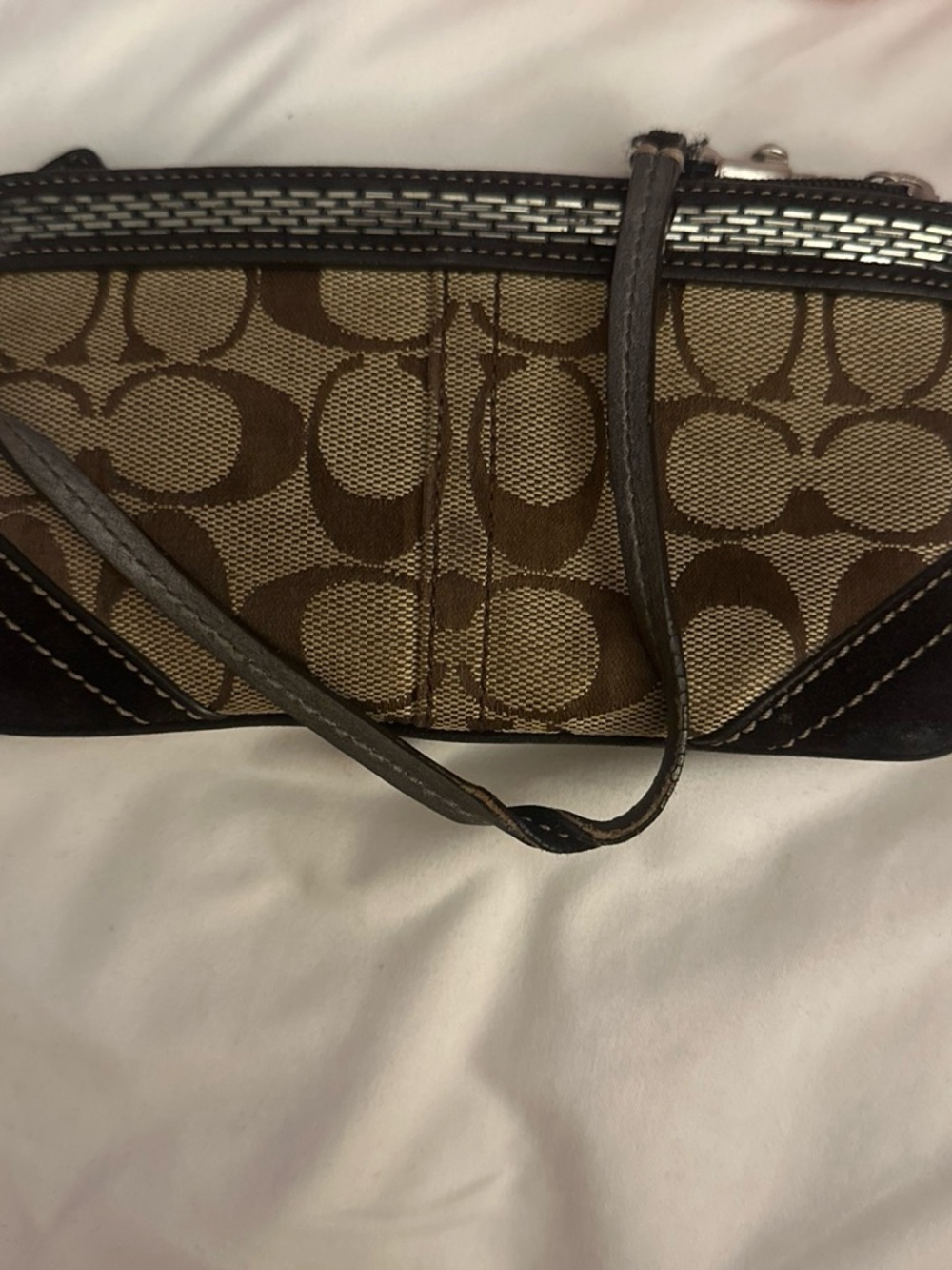 Coach Classic Brown Signature Pattern Wristlet